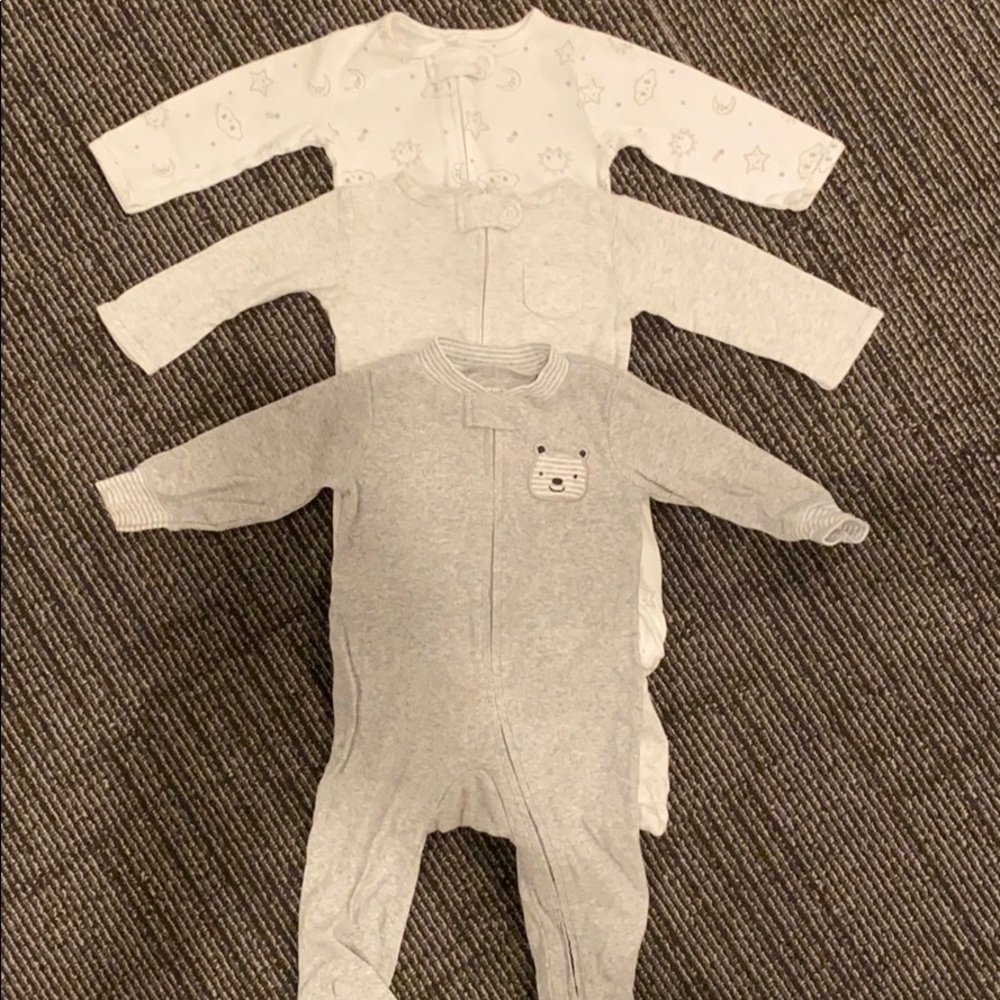 3pcs baby boy one piece footed pajama bundle